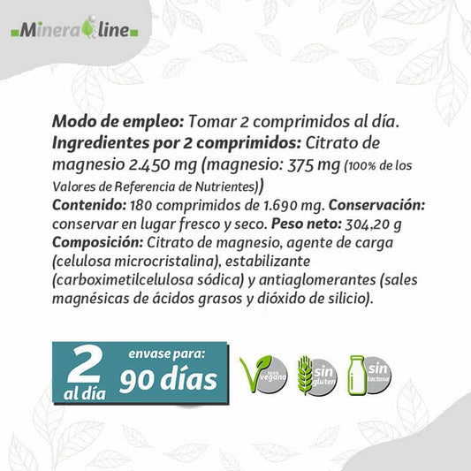 Citrato de Magnesio 180 comprimidos