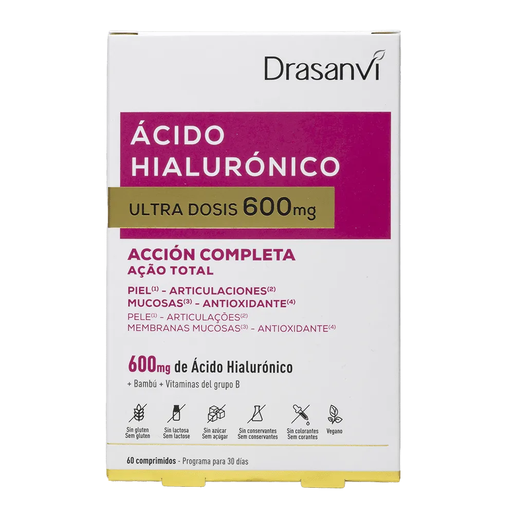 ácido hialurónico 600 mg Drasanvi comprimidos piel hidratada
suplemento con biotina y niacinamida elasticidad de la piel cuidado antiedad