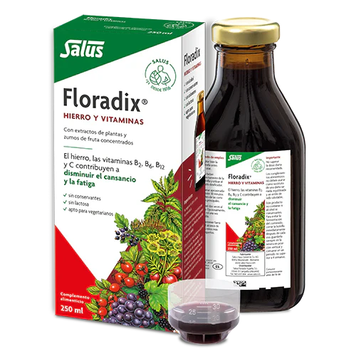 Floradix Salus hierro líquido con vitaminas 250 ml jarabe natural para anemia y energía