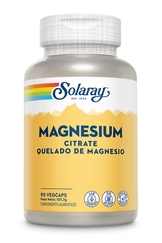 Magnesio Citrato Solaray 90 cápsulas vegetales. Citrato de magnesio para energía y músculos, para cansancio y sistema nervioso