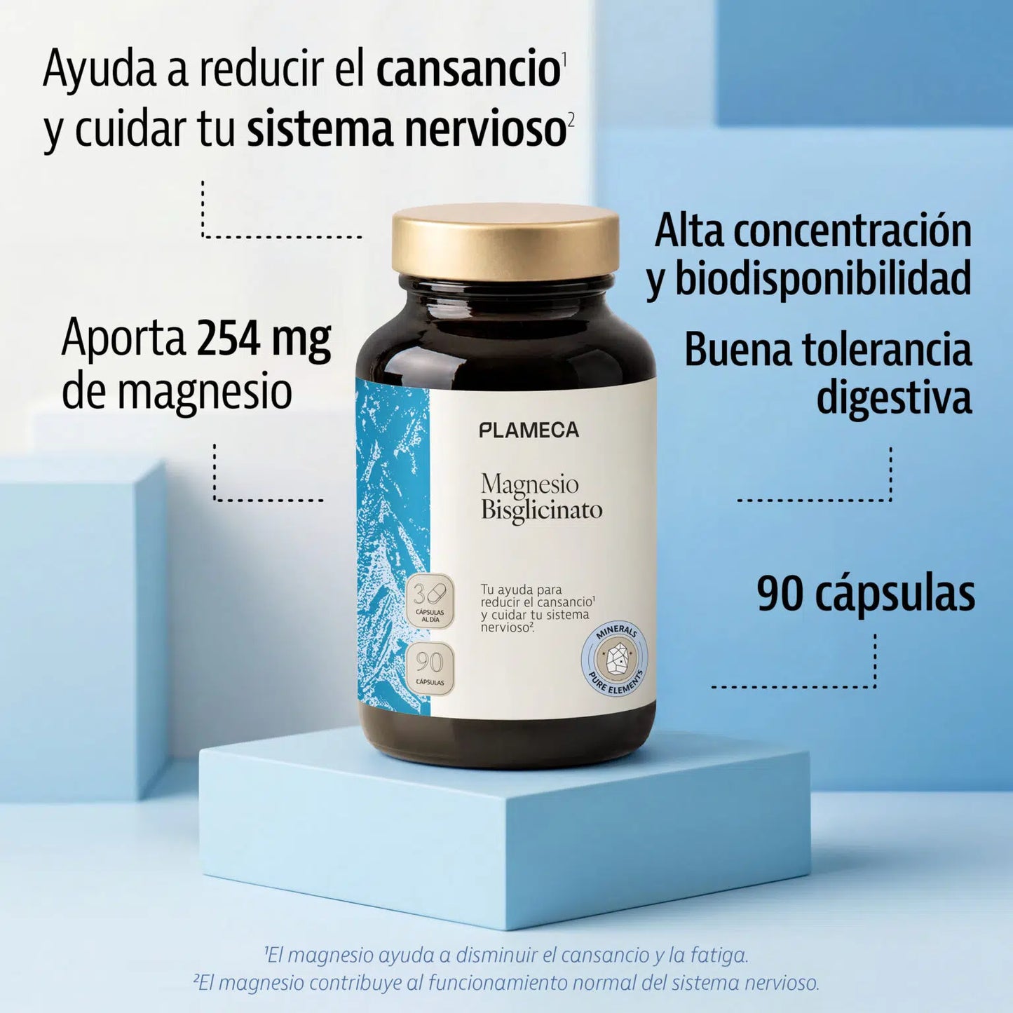 Bisglicinato de Magnesio de Plameca 90 cápsulas 254 mg