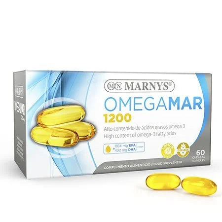 Omega 3 Marnys Omegamar 1200 mg EPA DHA aceite de pescado cápsulas sabor limón