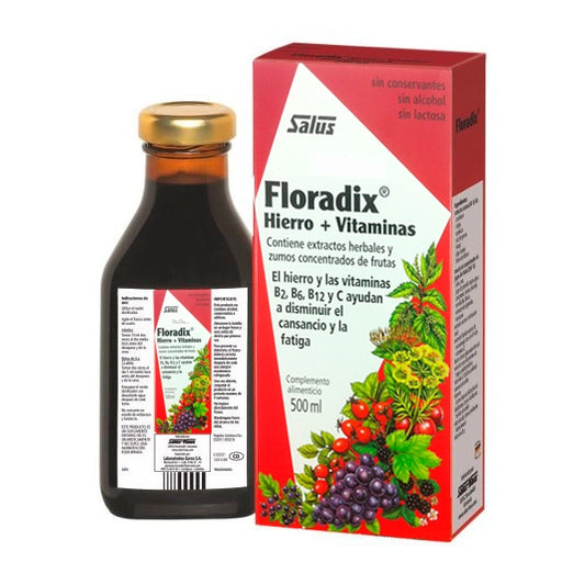 Floradix Salus hierro líquido con vitaminas 500 ml jarabe natural para anemia y energía