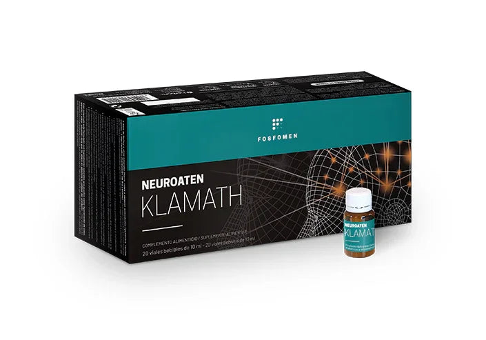 Caja y vial de Neuroaten Klamath complemento alimenticio natural con diseño moderno