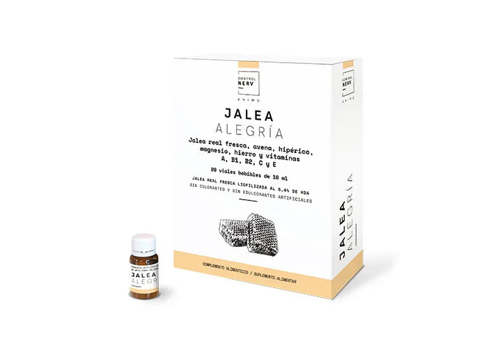 Caja de Jalea Alegría suplemento alimenticio con jalea real, vitaminas y ampolla individual
