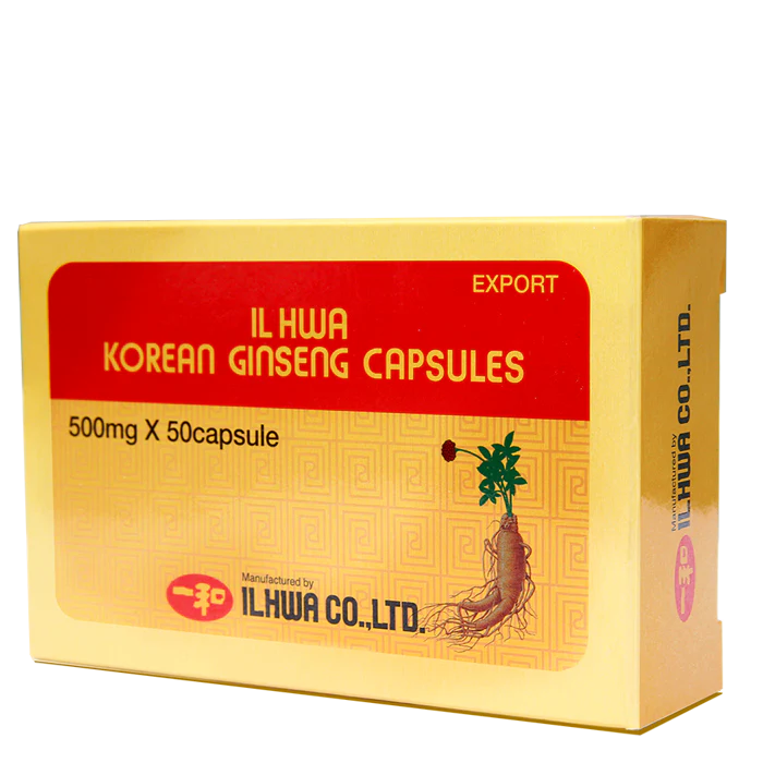 Ginseng coreano IL HWA 500 mg Panax ginseng 50 cápsulas energía vitalidad concentración natural