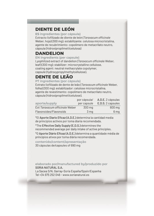 Diente de león cápsulas Soria Natural Depurativo Diurético