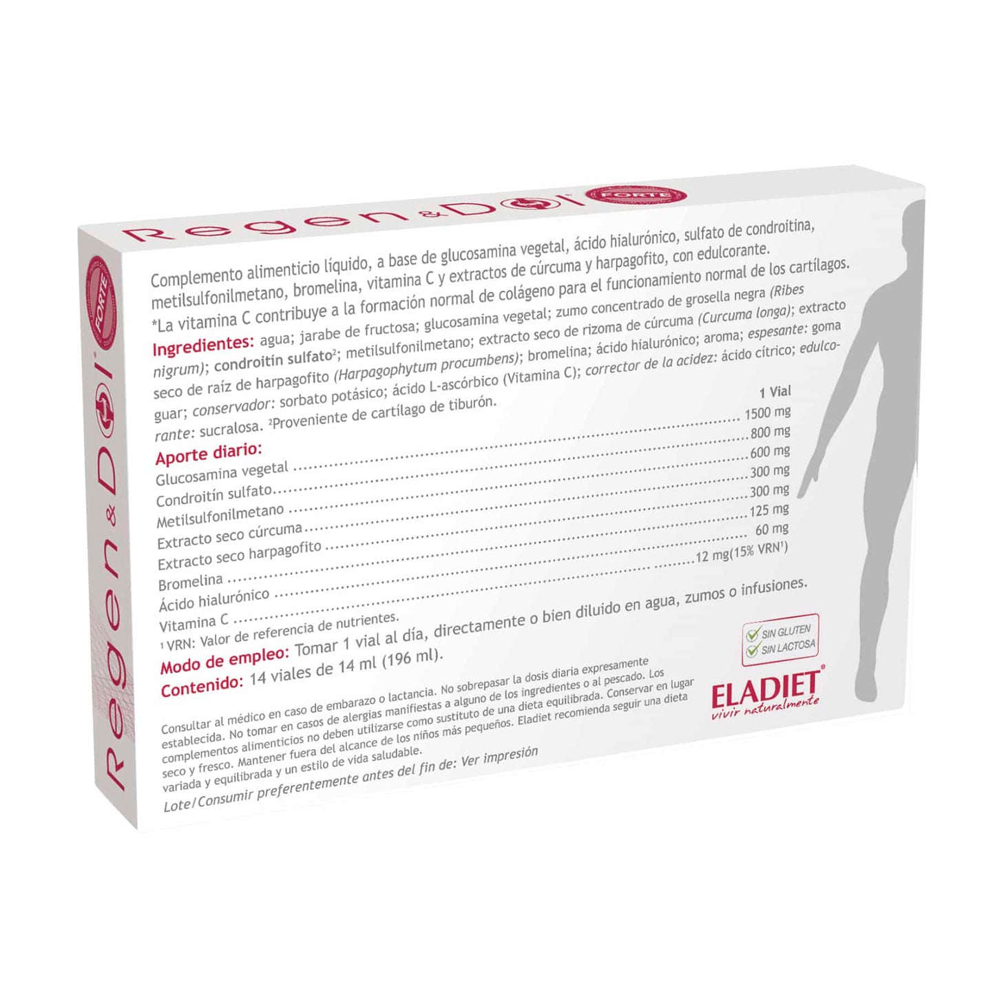 Regendol Forte Eladiet 14 viales complemento para articulaciones con glucosamina condroitina MSM y ácido hialurónico