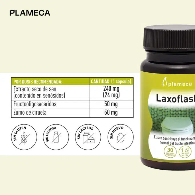 Ingredientes Laxoflash Plameca sen ciruela suplemento digestivo