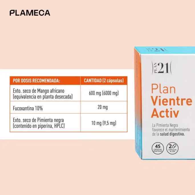 Ingredientes Plan Vientre Activ Plameca Mango Africano Pimienta Negra