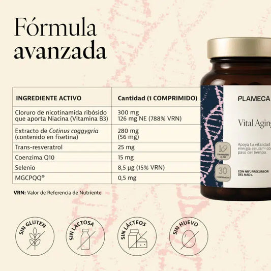Vital Aging Plameca vitalidad y energia celular. Precursor Nad Ingredientes
