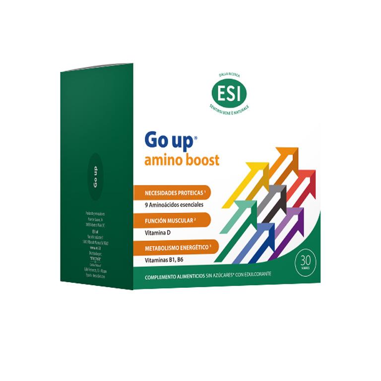GO UP Amino Boost 30 sobres con aminoácidos esenciales, HMB y vitaminas para función muscular y recuperación