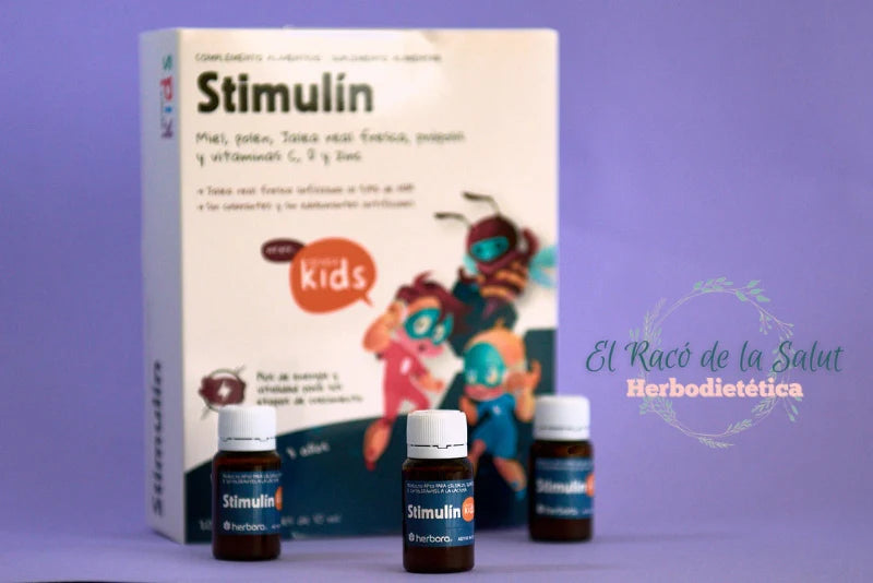 Suplemento natural Stimulin para salud infantil con vitaminas esenciales.