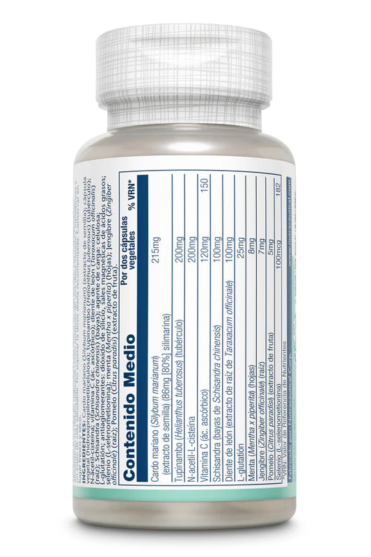 Total Cleanse Liver Solaray 60 cápsulas detox hepático.
Complemento depurativo para hígado con cardo mariano. Fórmula hepática con NAC y glutatión
